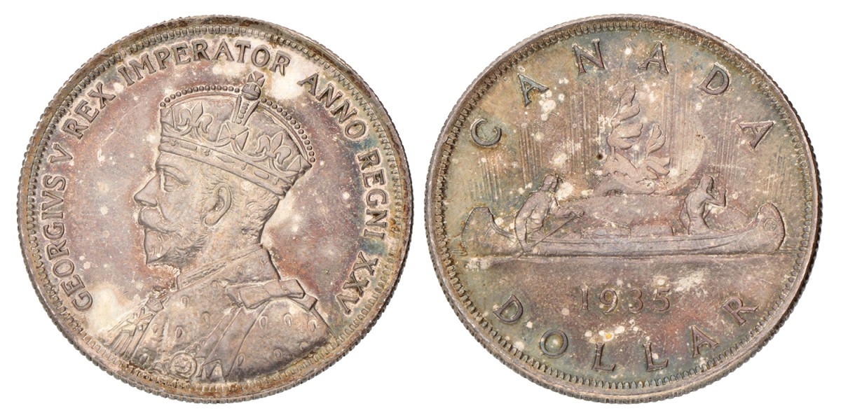 No reserve - Canada. British dominion. George V. Dollar. 1935.