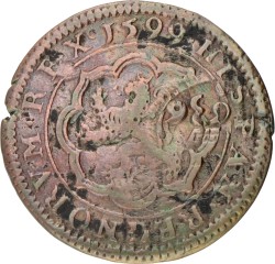 Spain. Philip III. 4 Maravedis - Countermarked on obv. and rev. 1599 (Countermarked 1636).