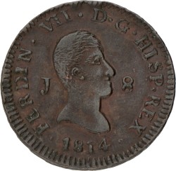 Spain. Ferdinand VII. 8 Maravedis. 1814 J.