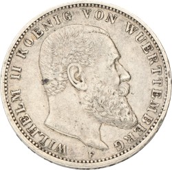 No reserve - German states. Württemberg. Wilhelm II. 3 Mark. 1909 F.