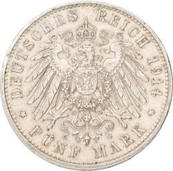 German states. Bavaria. Lüdwig III. 5 Mark. 1914 D.