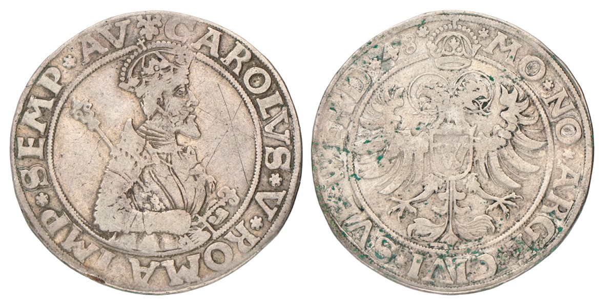 German States. Donauworth. Carolus V. 1/2 Thaler. 1548.