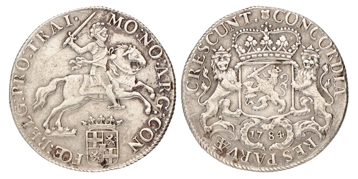Dukaton of zilveren rijder. Utrecht. 1784. Zeer Fraai +.