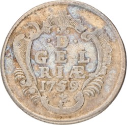 No reserve - Duit. Afslag in zilver. Gelderland. 1759. Fraai +.