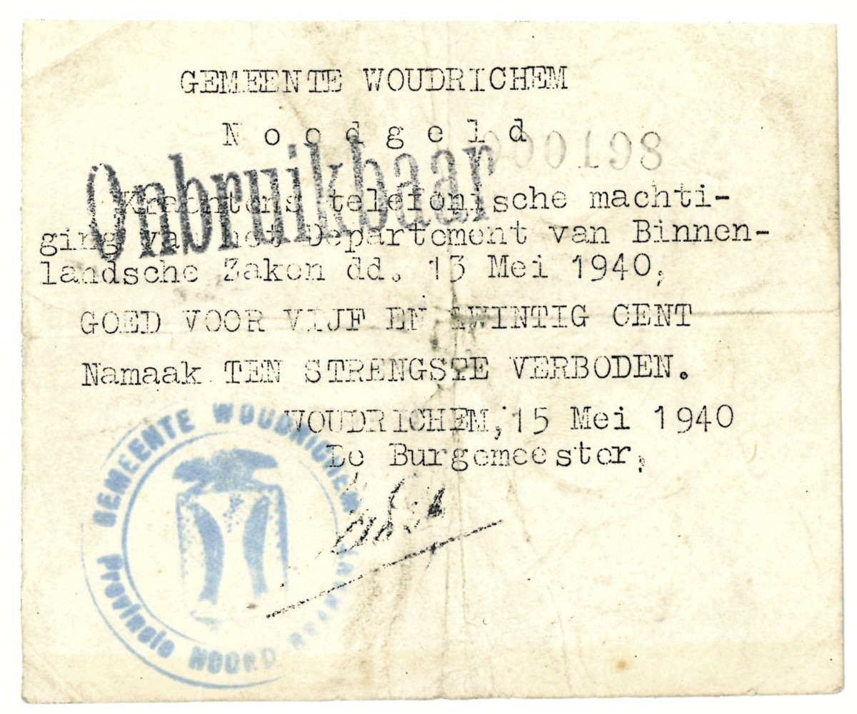 Nederland. 25 cent. Waardebon. Type 1940. Type Woudrichem. - Fraai / Zeer Fraai.