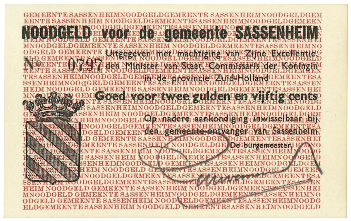 Nederland. 2½ gulden. Waardebon. Type 1940. Type Sassenheim. - UNC.