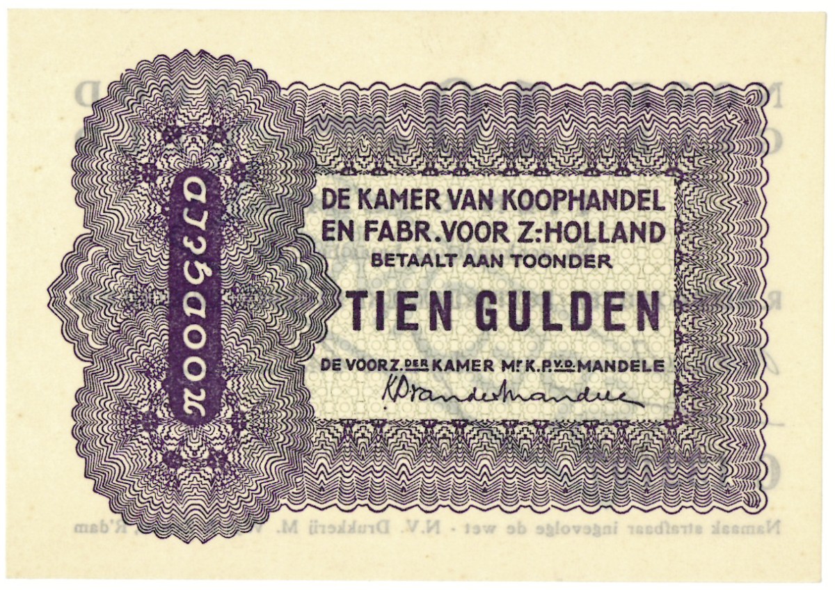 Nederland. 10 gulden. Waardebon. Type 1940. Type Rotterdam. - UNC.