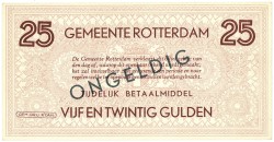 Nederland. 25 gulden. Waardebon. Type 1940. Type Rotterdam. - UNC.