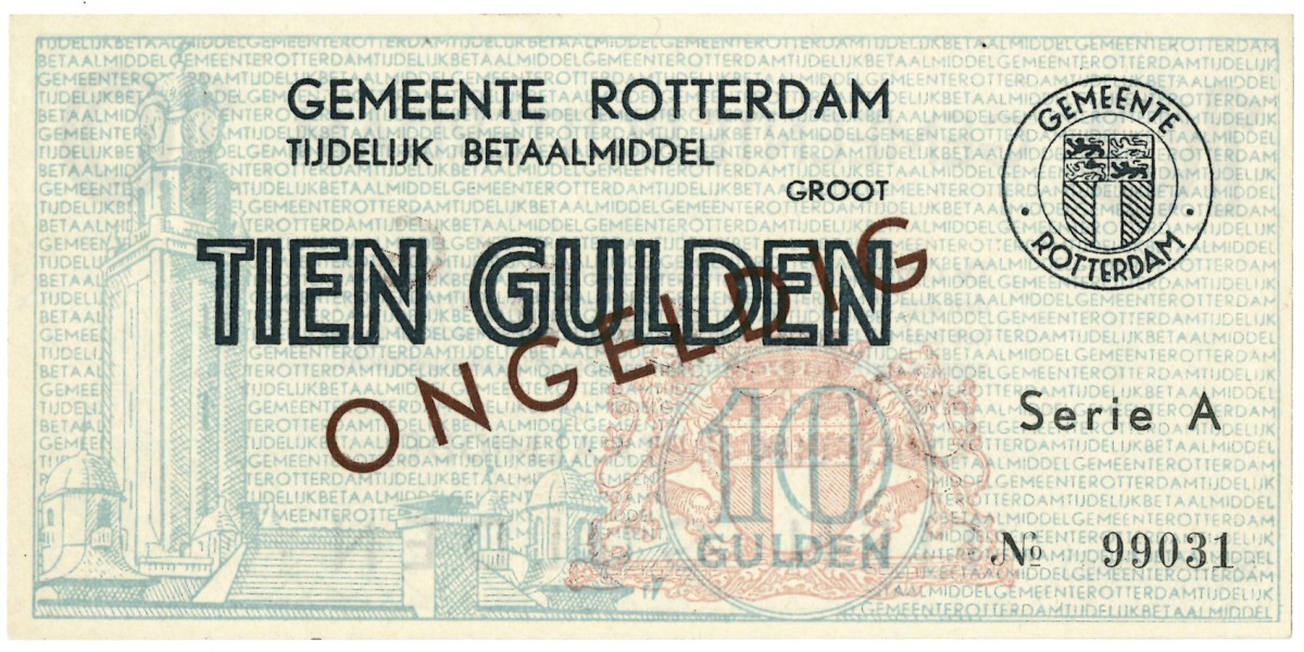 Nederland. 10 gulden. Waardebon. Type 1940. Type Rotterdam. - UNC.