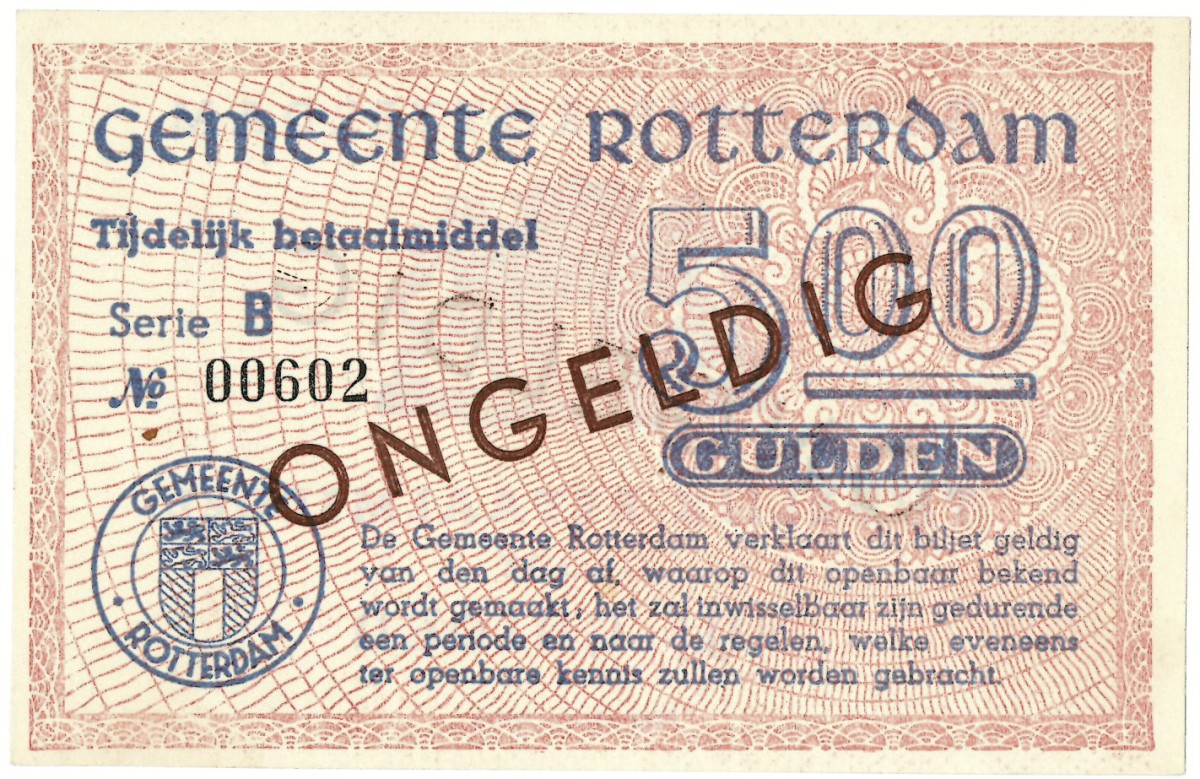 Nederland. 5 gulden. Waardebon. Type 1940. Type Rotterdam. - UNC.