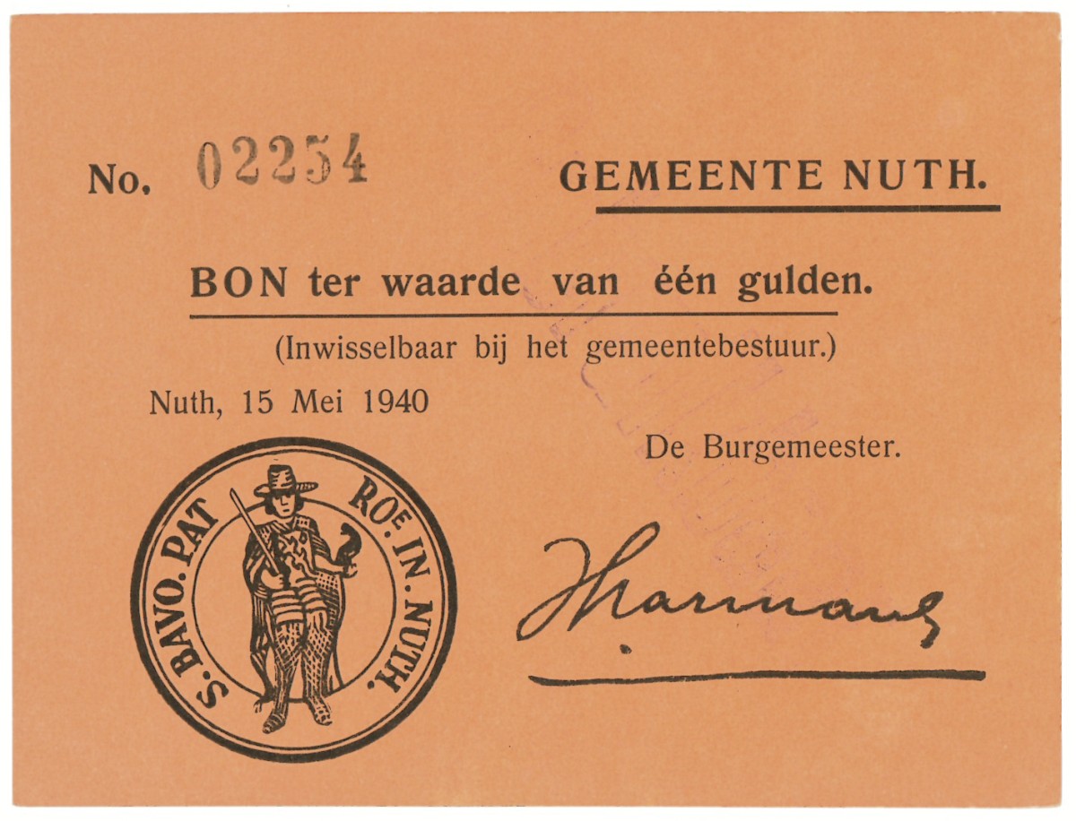 Nederland. 1 gulden. Waardebon. Type 1940. Type Nuth. - UNC.