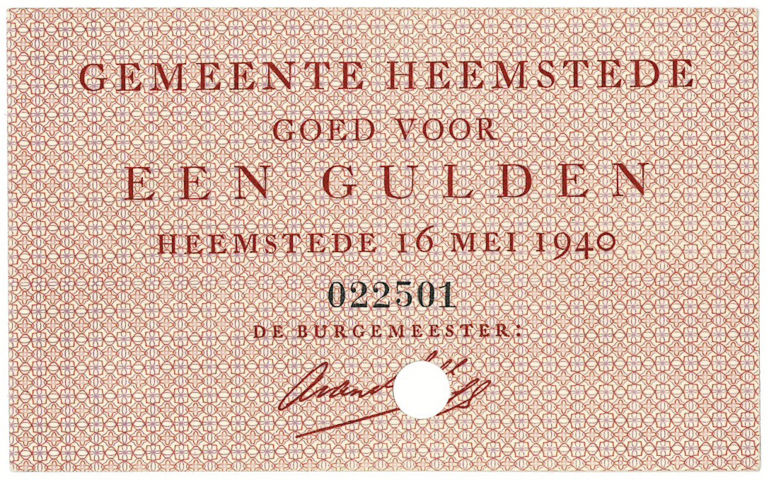 Nederland. 1 gulden. Waardebon. Type 1940. Type Heemstede. - UNC.