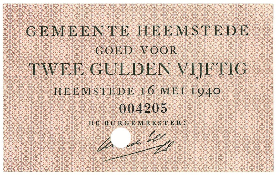 Nederland. 2½ gulden. Waardebon. Type 1940. Type Heemstede. - UNC.