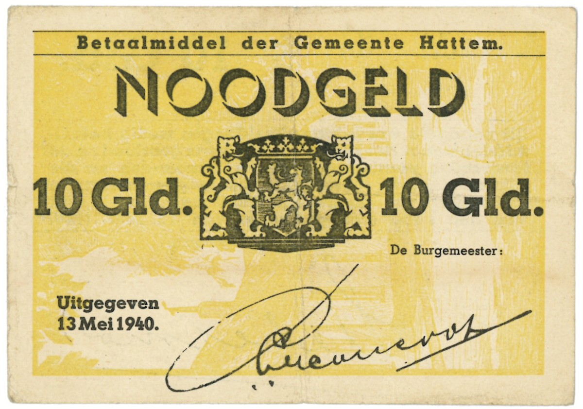 Nederland. 10 gulden. Waardebon. Type 1940. Type Hattem. - Zeer Fraai.