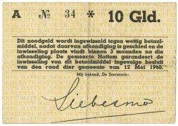 Nederland. 10 gulden. Waardebon. Type 1940. Type Hattem. - Zeer Fraai.