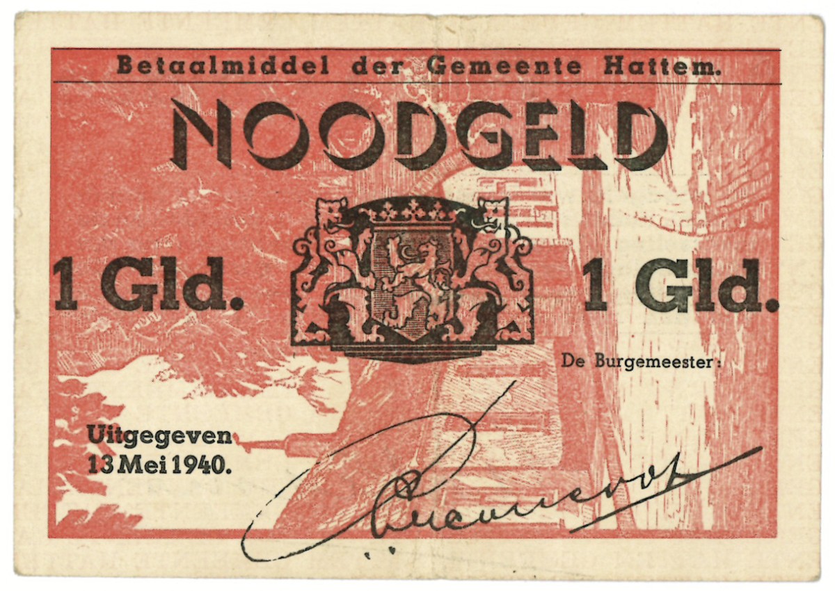 Nederland. 1 gulden. Waardebon. Type 1940. Type Hattem. - Zeer Fraai.