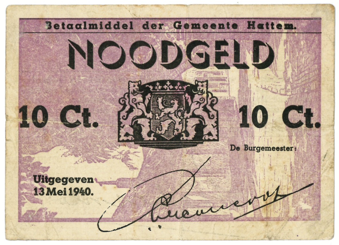 Nederland. 10 cent. Waardebon. Type 1940. Type Hattem. - Fraai.