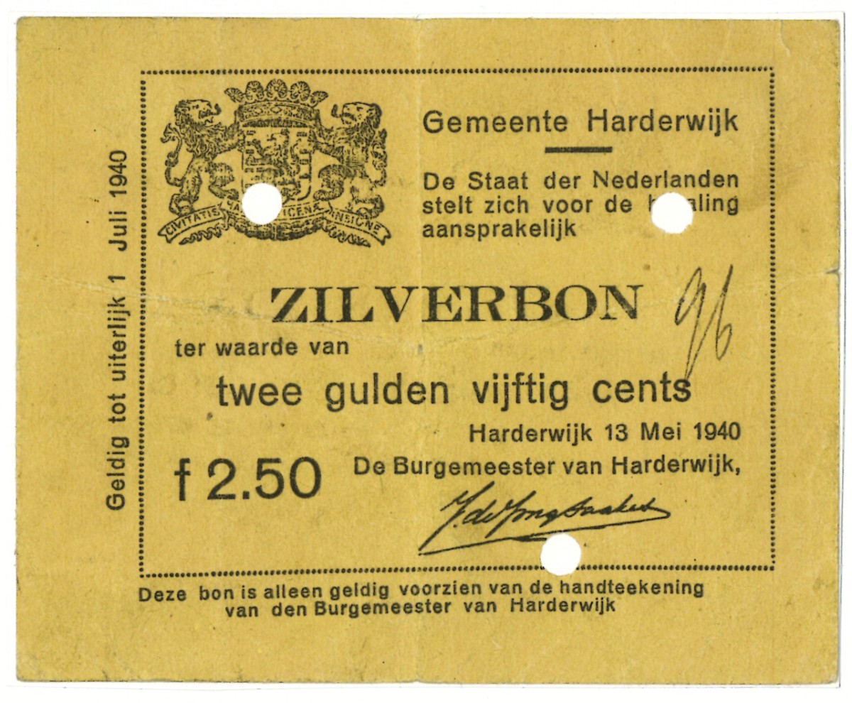 Nederland. 2½ gulden. Waardebon. Type 1940. Type Harderwijk. - Zeer Fraai.