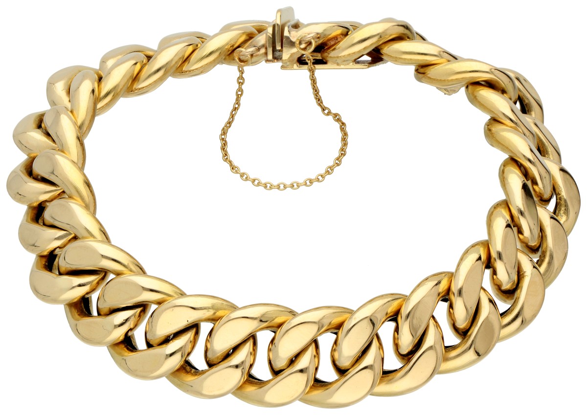 18K Geelgouden gourmet schakelarmband.