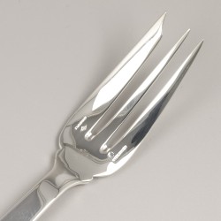 Christofle 3-delig lot vlees-serveervorken, model Commodore, Sterling zilver.