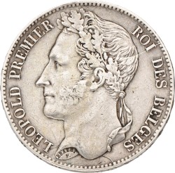 No reserve - Belgium. Leopold I. 5 Francs. 1849.