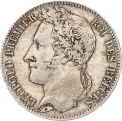 No reserve - Belgium. Leopold I. 5 Francs. 1848.