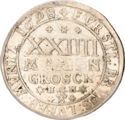 No reserve - German states. Brunswick-Luneberg-Celle. Rudolf August & Anthon Ulrich. 24 Mariengroschen. 1698.