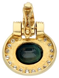 14K Geelgouden hanger bezet met ca. 2.81 ct. natuurlijke saffier en diamant.