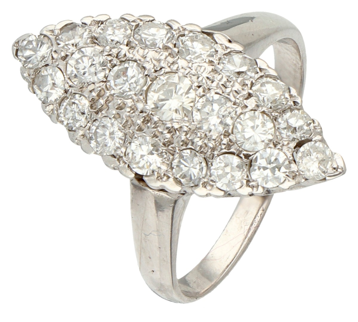 18K Witgouden marquise ring bezet met ca. 1.05 ct. diamant.