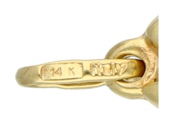 Italiaanse Unno A Erre 14K geelgouden flexibele vis hanger.