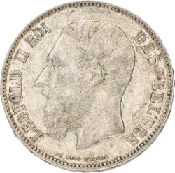 No reserve - Belgium. Leopold II. 5 Francs. 1875.