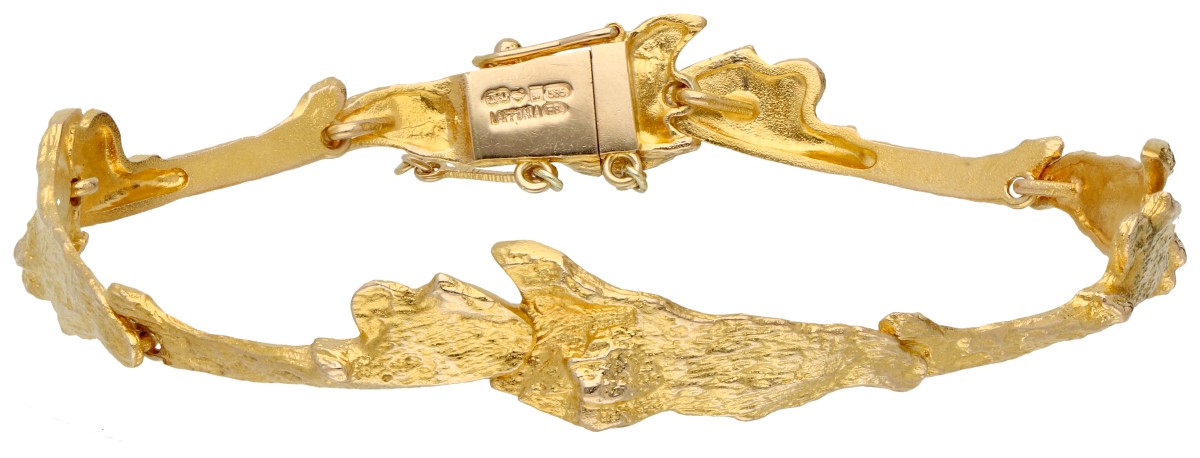 Björn Weckström 'Mariehand' 14K geelgouden naturalistische schakelarmband voor Lapponia.