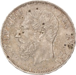 No reserve - Belgium. Leopold II. 5 Francs. 1867.