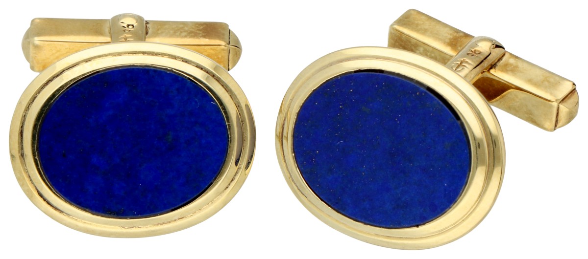 14K Geelgouden manchetknopen met lapis lazuli.