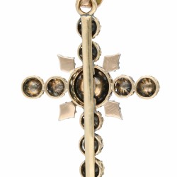 Rosegouden kruisvormige hanger in Georgische stijl, met ca. 0.60 ct. diamant - 14 kt.