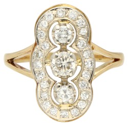 18K Geelgouden prinsessenring bezet met ca. 0.79 ct. diamant.