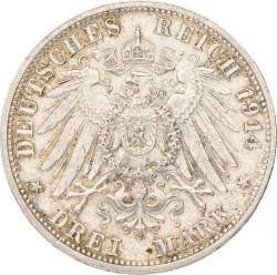 No reserve - German states. Bavaria. Lüdwich III. 3 Mark. 1914 D.