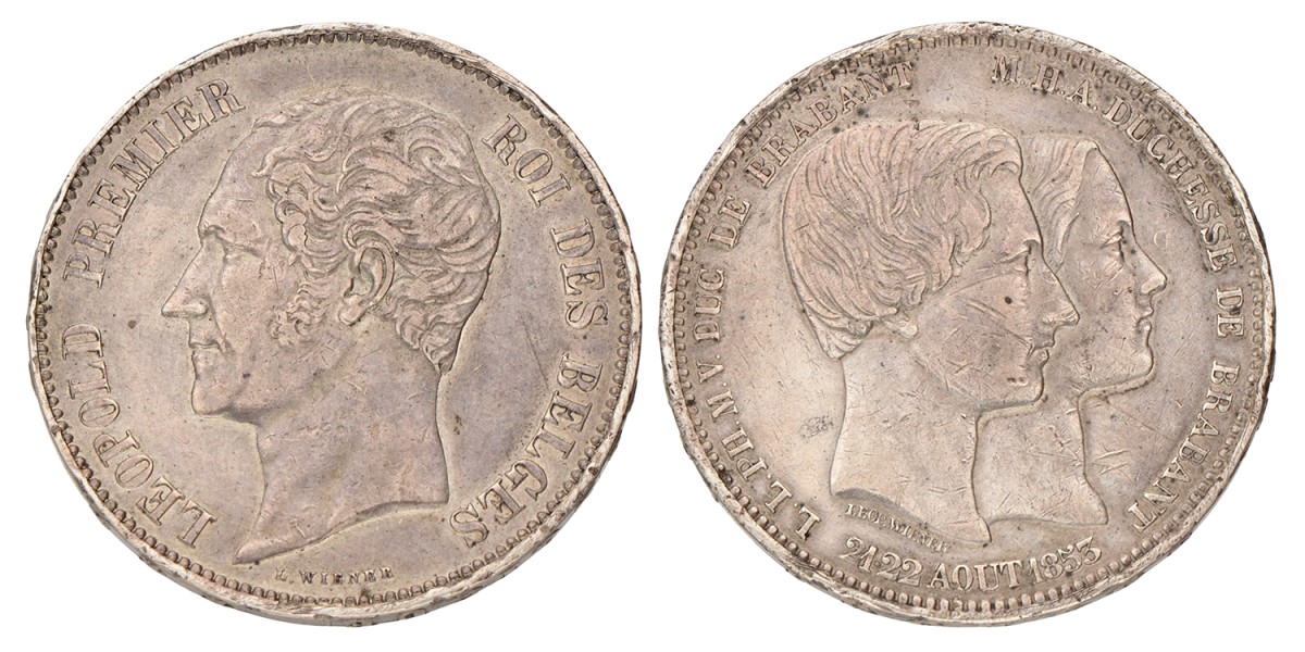 No reserve - Belgium. Leopold I. 5 Francs - Medallic on the Mariage of the Duke and Duchess of Brabant. 2.2 1853.