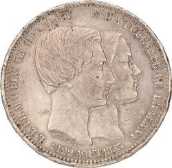 No reserve - Belgium. Leopold I. 5 Francs - Medallic on the Mariage of the Duke and Duchess of Brabant. 2.2 1853.