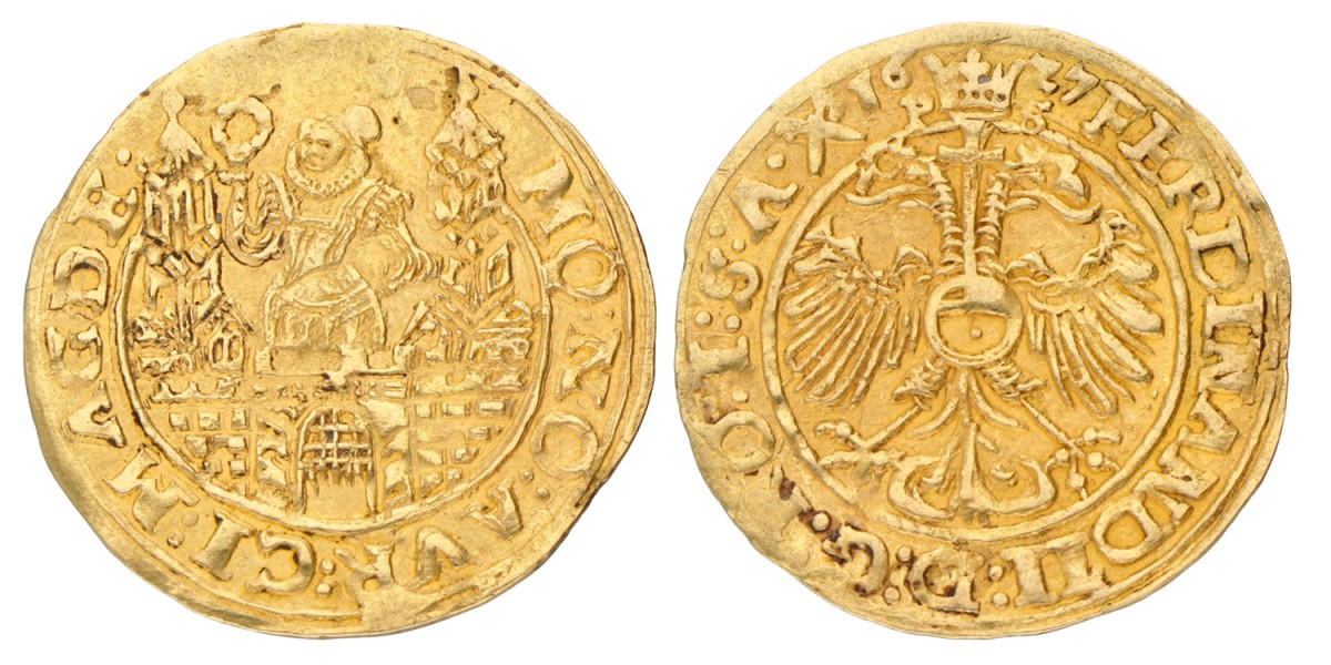 German States. Magdeburg. Ferdinand II. Goldgulden. 1627.