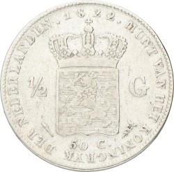 ½ Gulden. Willem I. 1822. Prachtig.