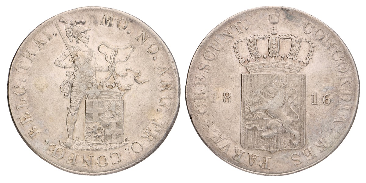 Zilveren Rijksdaalder. Willem I. 1816. Zeer Fraai / Prachtig.