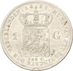 1 Gulden. Willem I. 1831/21. Zeer Fraai / Prachtig.