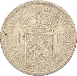 1 Gulden. Wilhelmina. 1910. Zeer Fraai +.