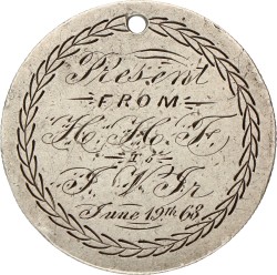 USA. 50 Cents - Engraved with 'Present from H.H.J to J.V.J. june 19th 68'. 1854.