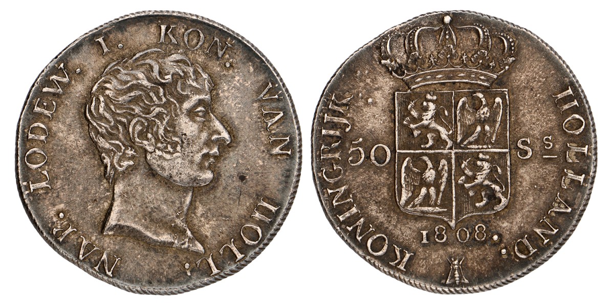 50 Stuivers. Lodewijk Napoleon. 1808. Zeer Fraai.