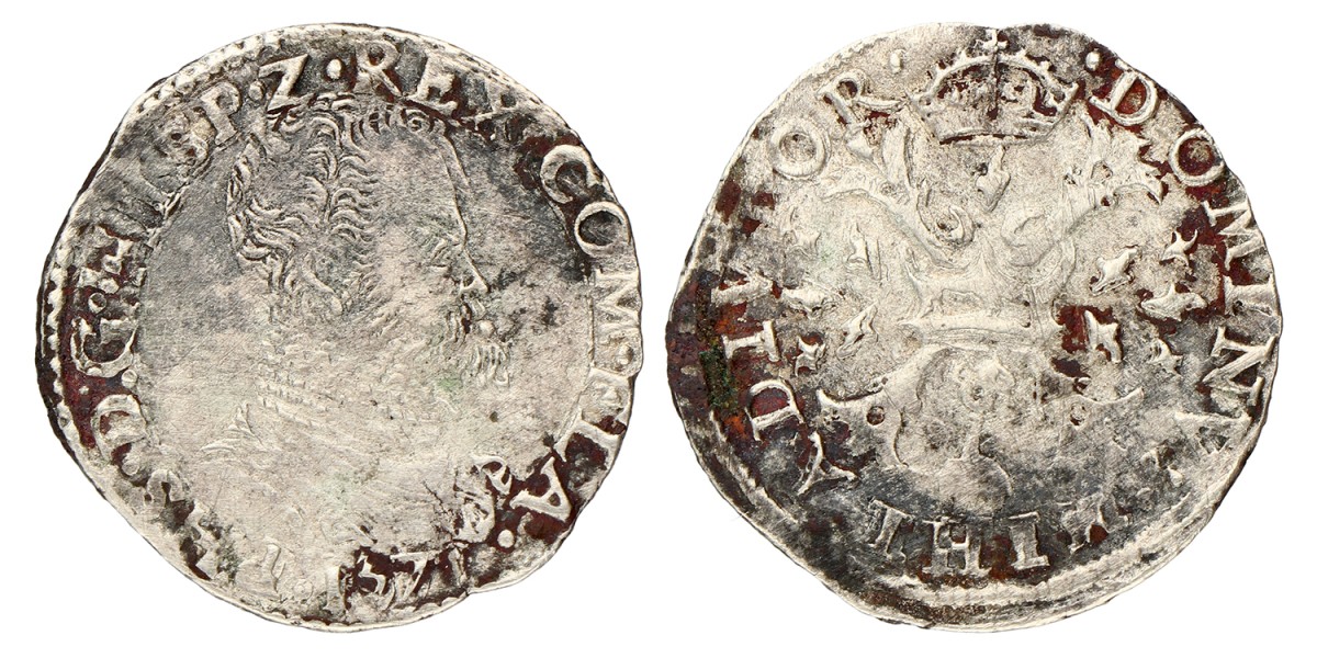 No reserve - Tiende Filipsdaalder. Vlaanderen. Brugge. Filips II. 1571. Zeer Fraai / Prachtig.