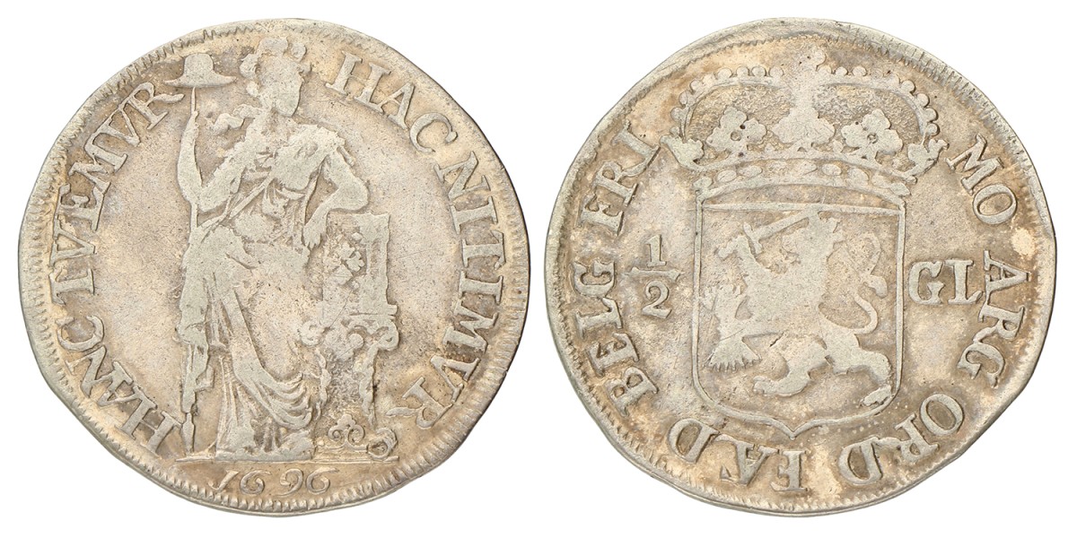 Halve gulden. Friesland. 1696. Fraai / Zeer Fraai.