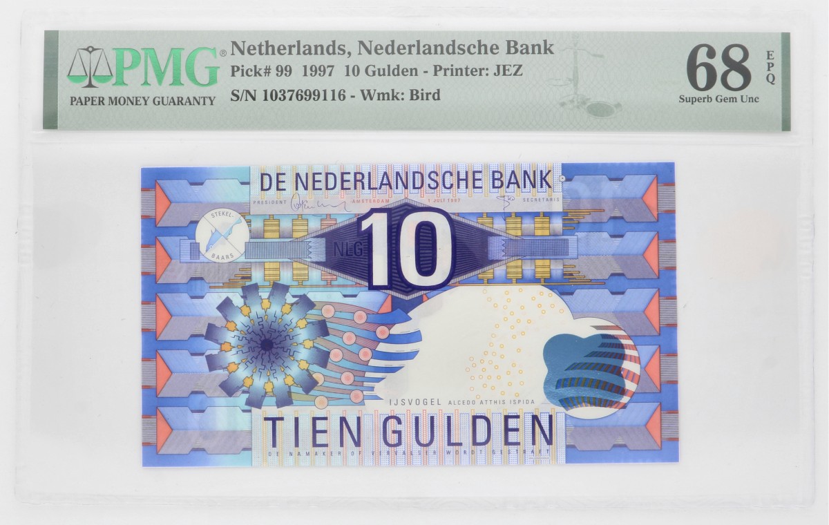 Nederland. 10 gulden. Bankbiljet. Type 1997. -  PMG 68EPQ.