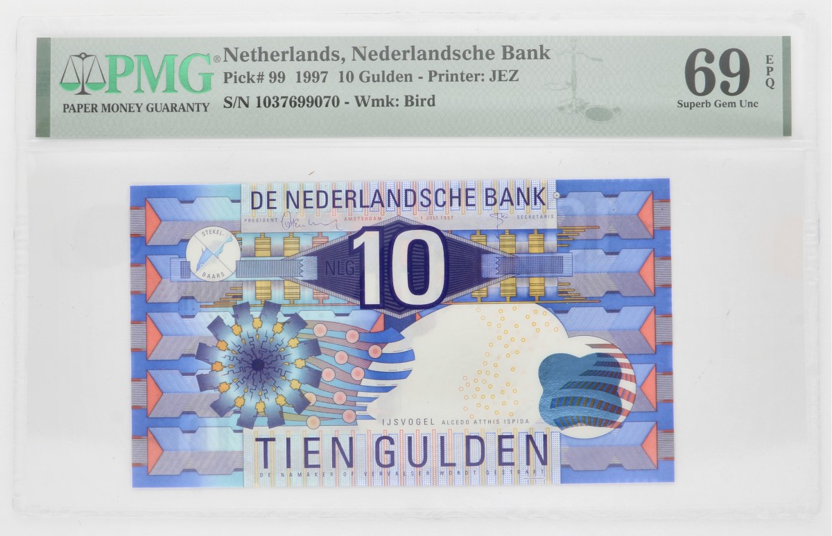 Nederland. 10 gulden. Bankbiljet. Type 1997. - PMG 69EPQ.